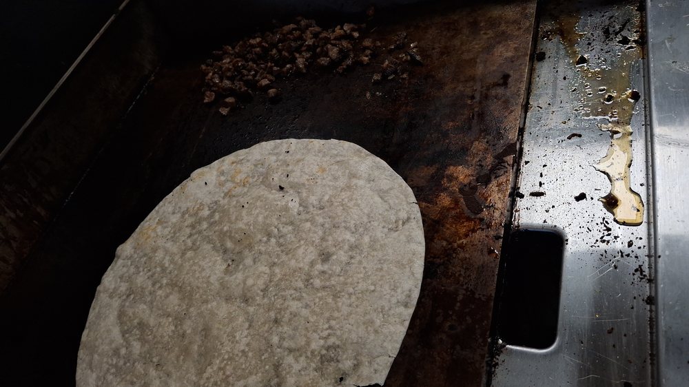 Tortilla on the griddle